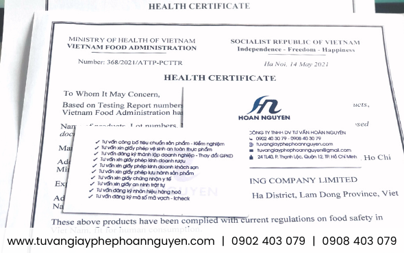 Giấy chứng nhận y tế Health Certificate long nhãn sấy khô