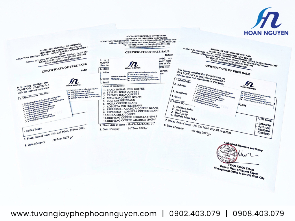 Hoàn Nguyên xin cấp nhanh giấy lưu hành tự do bột nghệ xuất khẩu