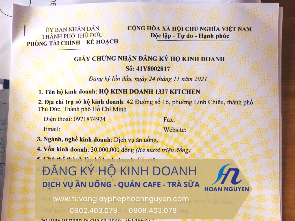 Hoàn Nguyên làm nhanh đăng ký hộ kinh doanh dịch vụ ăn uống, quán cafe, quán trà sữa Hoàn Nguyên làm nhanh đăng ký hộ kinh doanh dịch vụ ăn uống, quán cafe, quán trà sữa