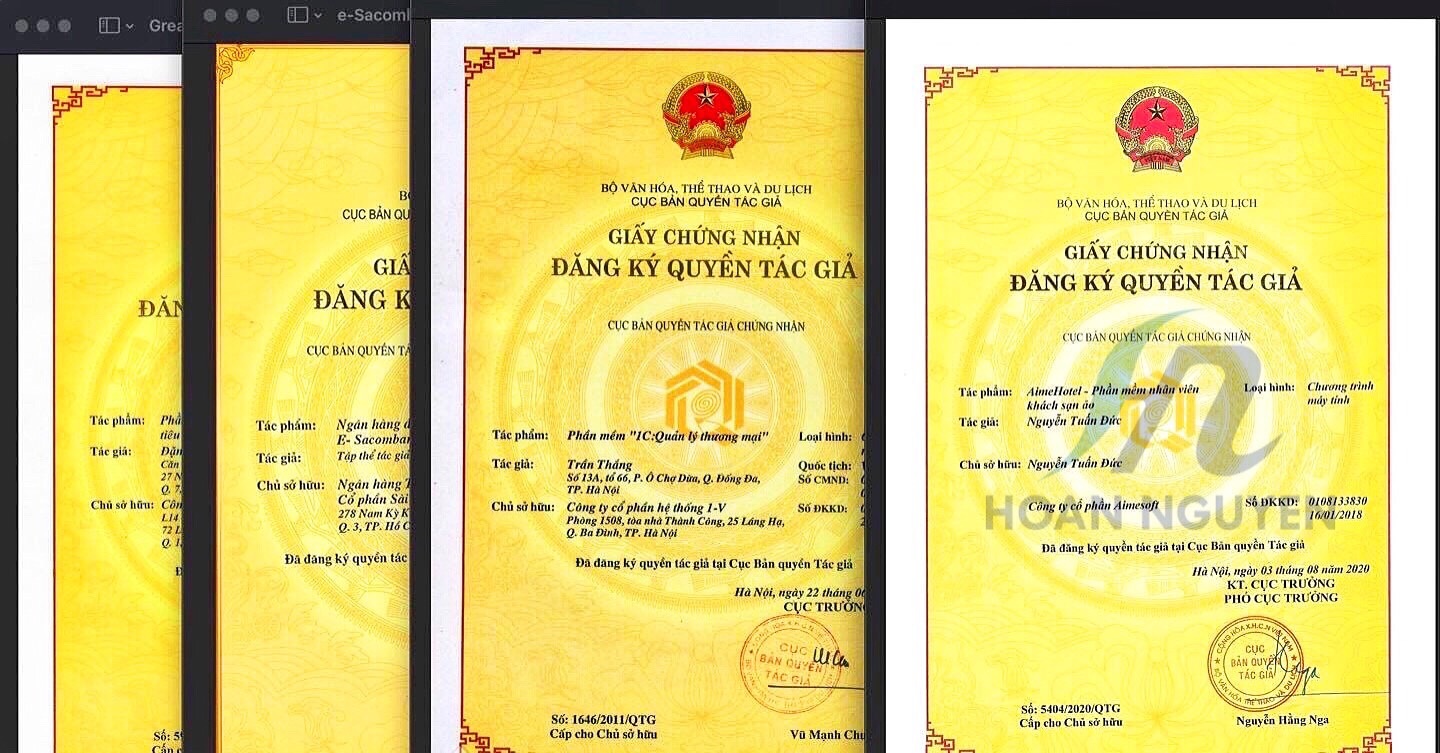 Giấy chứng nhận đăng ký quyền tác giả (Ảnh: Hoàn Nguyên)