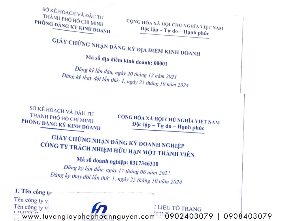 Địa điểm kinh doanh – Đăng ký thay đổi